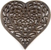 Gietijzeren hartvormige onderzetter - Decoratieve gietijzeren hartonderzetter voor keuken of eettafel - Vintage rustiek ontwerp - 6.75X6.5 - Met rubberen voetjes - Gerecycled metaal