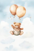 Lief Beertje | Poster Teddybeer | Balonnen Poster | Kinderkamer Poster | Babykamer Poster | Poster voor Kinderen | Berenposter | 51x71cm | Wanddecoratie | Muurposter | YR | Geschikt om in te lijsten
