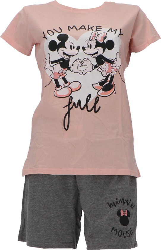 Disney's Minnie Mouse dames shortama / pyjama, met opdruk ; You make my.... maat XL