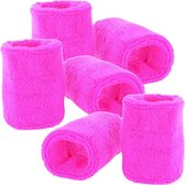 Pols zweetbandjes neon roze - voor volwassenen - 6x stuks