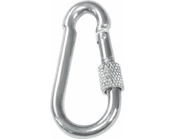 AMIG Karabijnhaak met schroefsluiting - 1x - 10 x 100mm - gegalvaniseerd staal - 120kg - musketonhaak