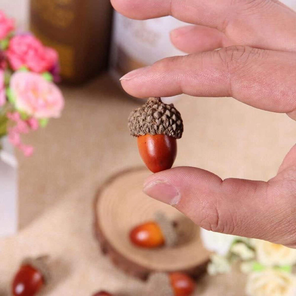 COOPHYA 50 Pièces Petits Ornements De Gland Pendentifs De Noël Glands Dartisanat Dautomne Fournitures De Noël Petits Faux Glands Mousse Jour D'action De Grâce Matériaux Sapin De Noël