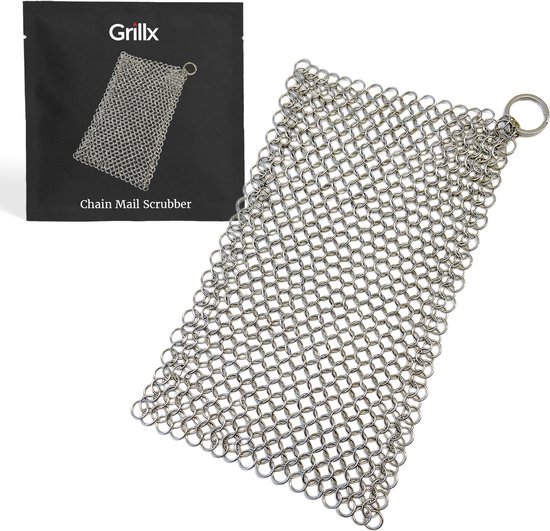 GrillX Chainmail Scrubber pour fonte - Brosse barbecue - BBQ