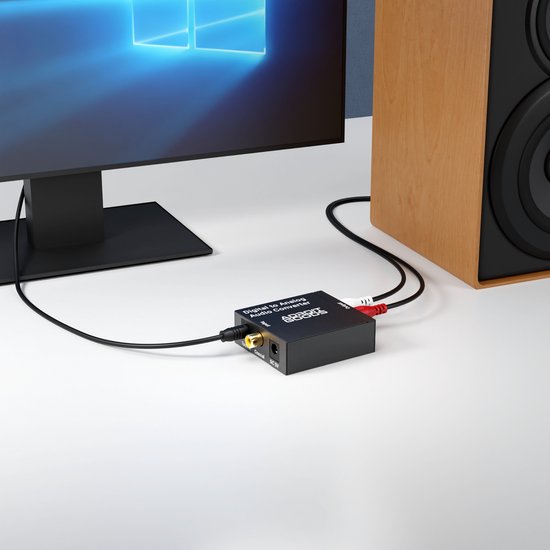 AdroitGoods Digitaal naar Analoog audioconverter - 192 kHz Audio Adapter voor Toslink naar RCA R/L - Met Optische Kabel en Voedings Adapter — afbeelding 3