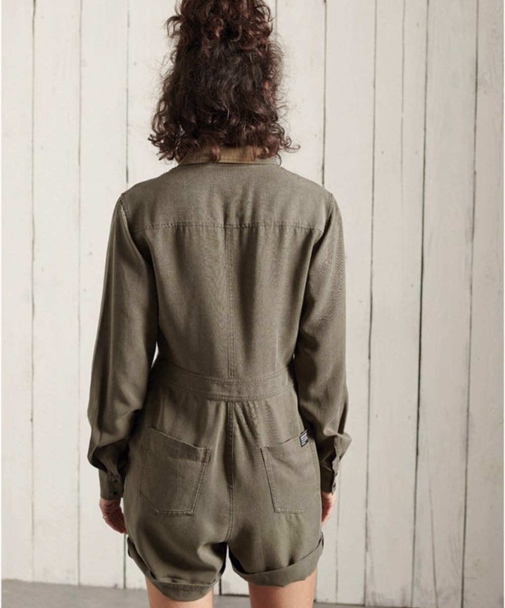JUMPSUIT Superdry Dames Tencel Jurken Lichtkaki Creme