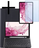 Hoesje Geschikt voor Samsung Galaxy Tab S9 FE Hoesje Toetsenbord Hoes Met Screenprotector - Hoes Geschikt voor Samsung Tab S9 FE Keyboard Case Book Cover - Zwart