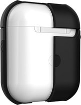 Case Geschikt voor AirPods 2 Hoesje Hoes Hard Cover Ribbels - Hoesje Geschikt voor Apple Airpods 2 Case Met Ribbels - Zwart - 2 PACK