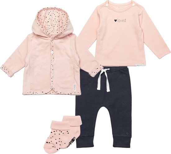 Coffret cadeau Noppies (2 pièces) Pantalon Peach avec pois et chemise Charcoal - Taille 62