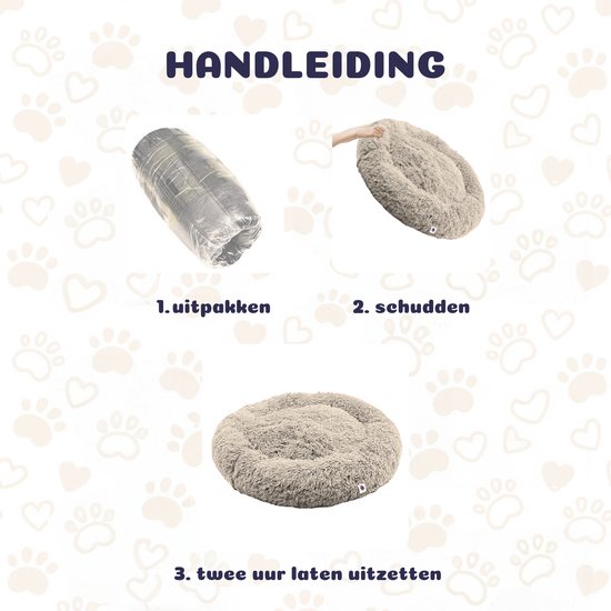 Pet Perfect Donut Hondenmand - 80cm - Fluffy Hondenkussen - Hondenbed - Créme/Bruin - Pet Perfect