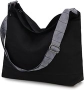 Crossbody Bag voor dames, grote ritssluiting, canvas, hobotas met verstelbare riem, schoudertas, herbruikbare levensmiddeltassen voor schoolreizen, tieners en meisjes