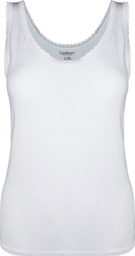 Dames Onderhemd met Kant - Bamboe Viscose - Wit - Maat 2XL/3XL | Zijdezacht, Ademend en Perfecte Pasvorm