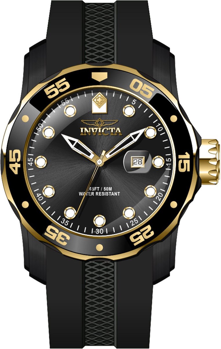 Invicta Pro Diver 45736 Heren Horloge - Waterdicht - Analoog - Quartz Uurwerk - Roestvrij Staal met zwarte Wijzerplaat - 48mm