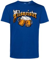 T-shirt Pilsmeister | Carnavalskleding heren dames | Oktoberfest | Foute Party | Blauw | maat XL