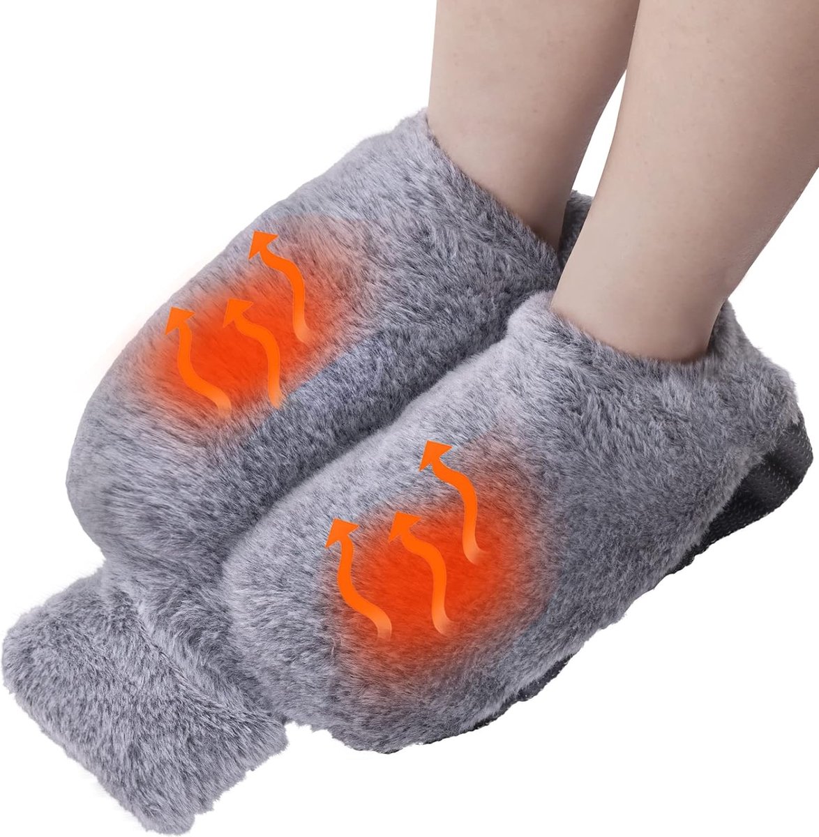 Voetwarmer, warmwaterkruik voor de voeten, warmwaterkruik met overtrek, 2 liter rubberen warmwaterkruik met zachte pluche overtrek, 2-in-1 voetenwarmer, handwarmer voor mannen en vrouwen,