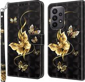 Goud vlinder diamant - 3D motief - agenda book case hoesje - Telefoonhoesje geschikt voor Samsung Galaxy A25 5G