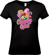 Dames t-shirt Candy Girl | Carnavalskleding heren dames | Halloween Kostuum | Foute Party | Zwart Dames | maat XS