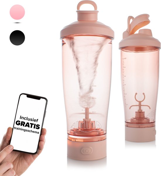 Nimma Elektrische Shakebeker - 700ml - Met Mixer en Poeder Container - USB-C - Incl E-book - Roze