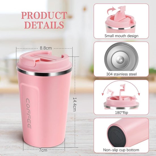 Acouto 4 Stuks Dubbele Geïsoleerde Koffiemokken – 150 Ml – Roestvrij Staal – Antislip Bodem – Voor Kamperen, Reizen & Wandelen