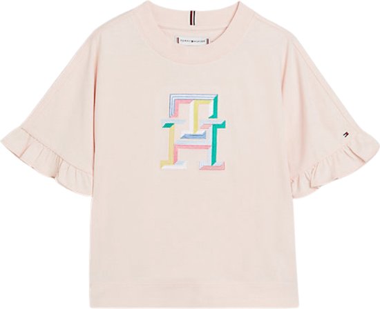 Tommy Hilfiger MULTI COLOUR MONOGRAM TEE S/S Meisjes T-shirt - Pink - Maat 10