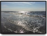 Zee Strand Fotolijst met glas 40 x 50 cm - Prachtige kwaliteit - Foto - Poster - Harde lijst met Glazen plaat ervoor - inclusief ophangsysteem
