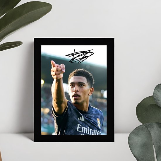 Jude Bellingham Kunst - Gedrukte handtekening - 10 x 15 cm - In Klassiek Zwart Frame - Real Madrid - Voetbal - Goal tegen Real Betis - Poster - Foto Ingelijst