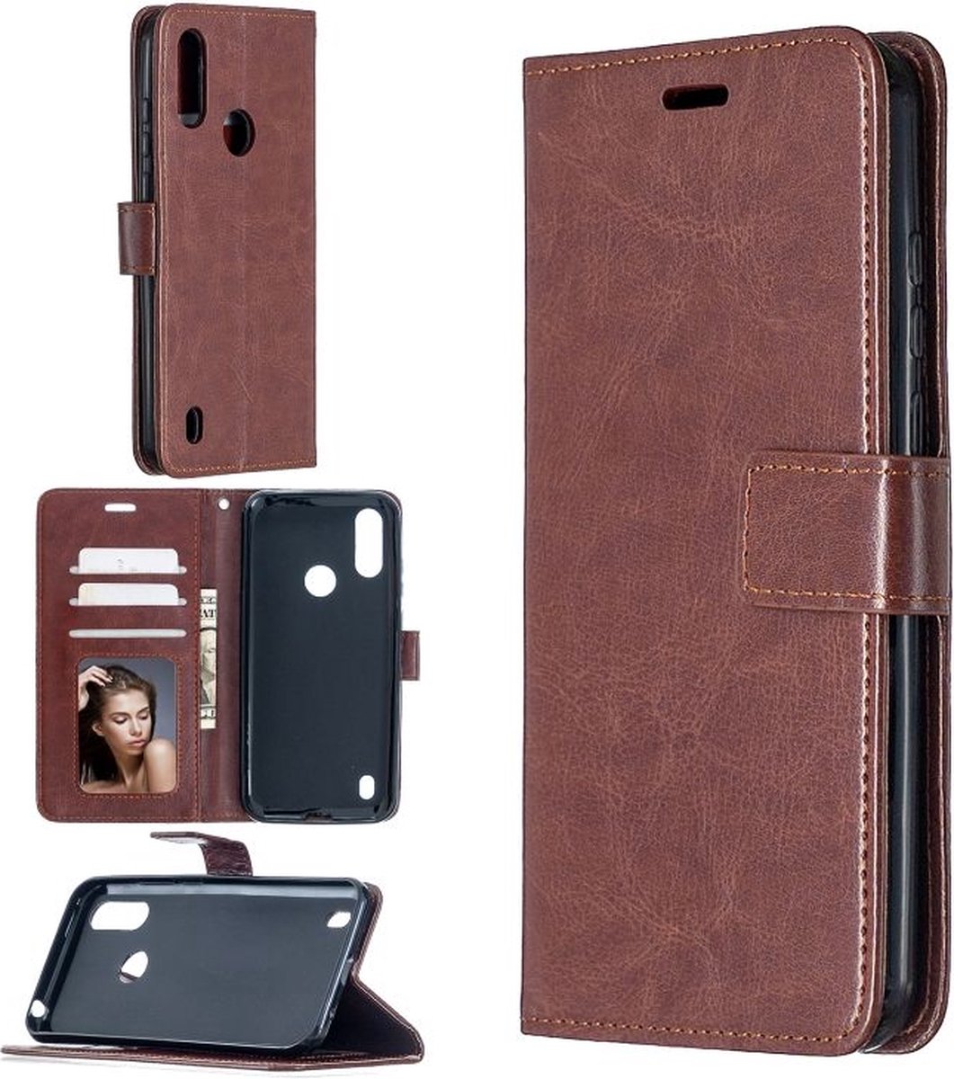 Portemonnee Book Case Hoesje Geschikt voor: Motorola Moto E6i - bruin