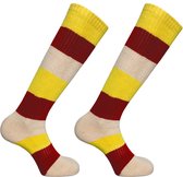Chaussettes de ski - Chaussettes de ski Happy - Chaussettes de ski Oeteldonk - Laine mérinos - Chaussettes de ski Thermo - Pieds chauds et secs - Oeteldonk - Vêtements de fête - Chaussettes Oeteldonk - 1 paire - Rouge/Jaune/ Wit - Taille 35-39 (S)