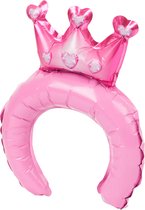 Avec folieballon diadeem - haarband - haar accessoire - feest - themafeest - prinses - kroon - roze - pink