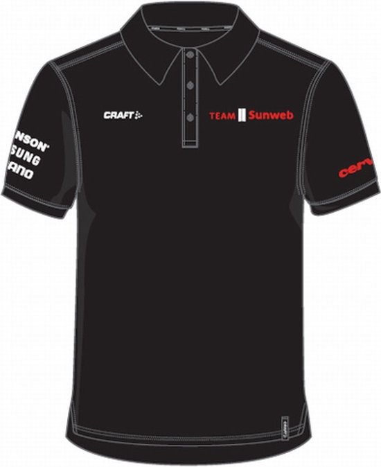 Craft Casual Poloshirt  Unisex Zwart Rood / TEAM SUNWEB POLO PIQUE BLACK - S