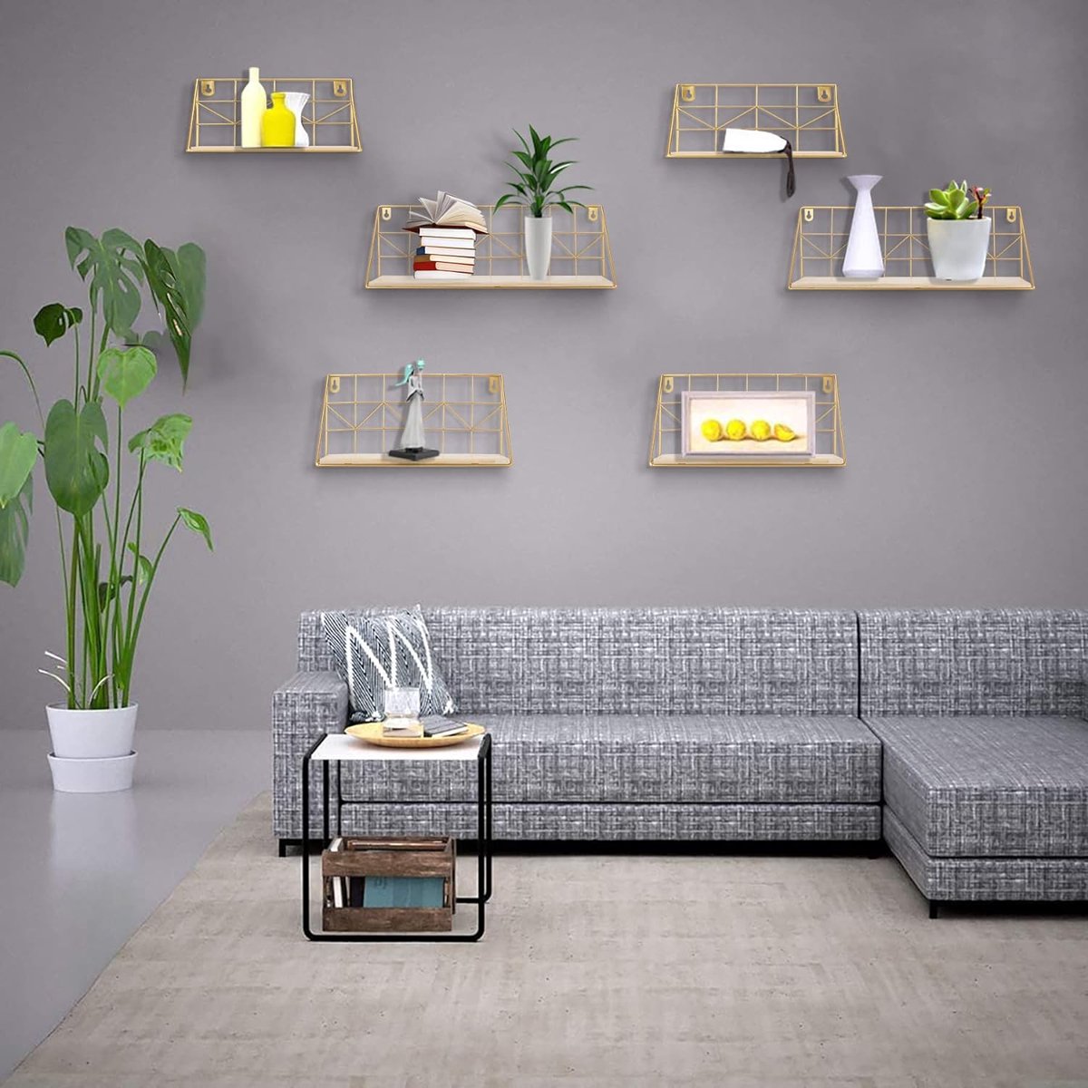 Drijvende planken wandplank massief hout voor badkamer slaapkamer keuken muur decor set van 3, zwarte wandplanken
