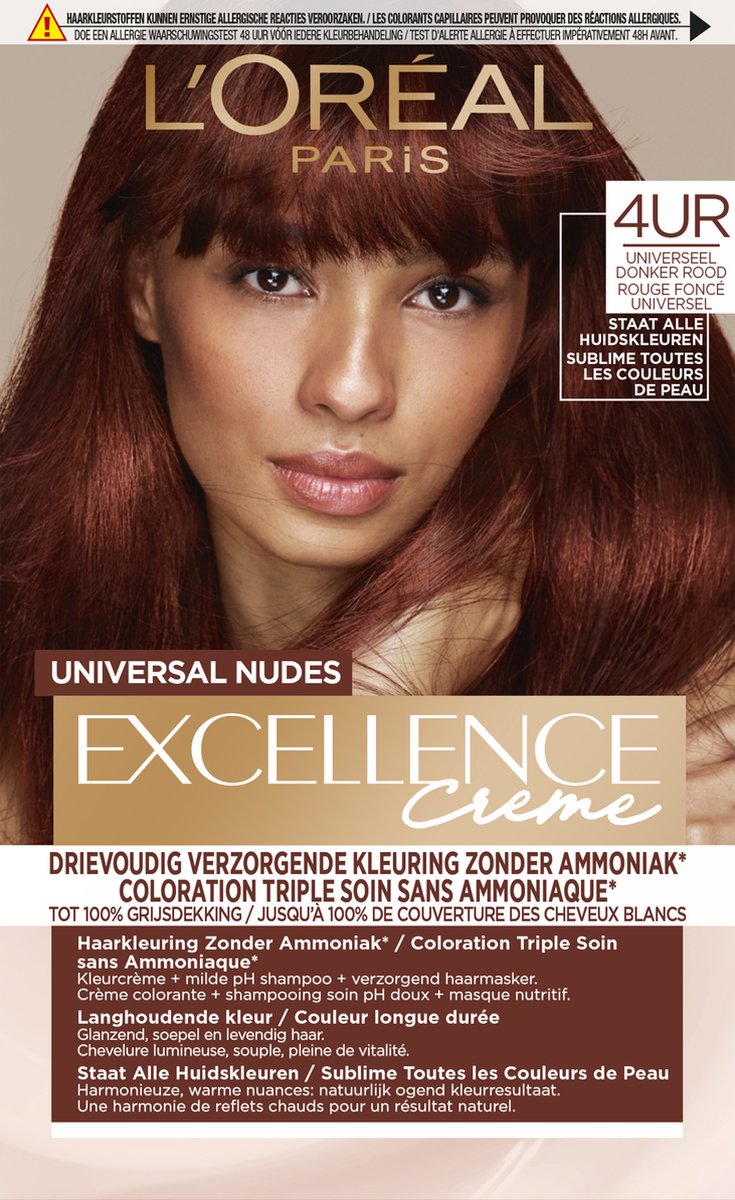 L'Oréal Paris Universal Nudes permanente haarkleuring - 4UR Middenrood