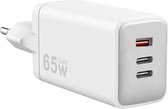 HikeMeister ® 3 in 1 adapter GaN Stekker - 65W Oplader met USB C en USB A - Wit