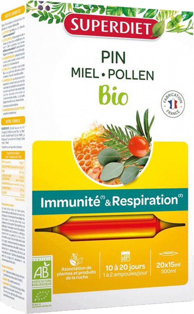 Goedkoopste Superdiet Dennenhoningstuifmeel Biologisch 20 Flesjes
