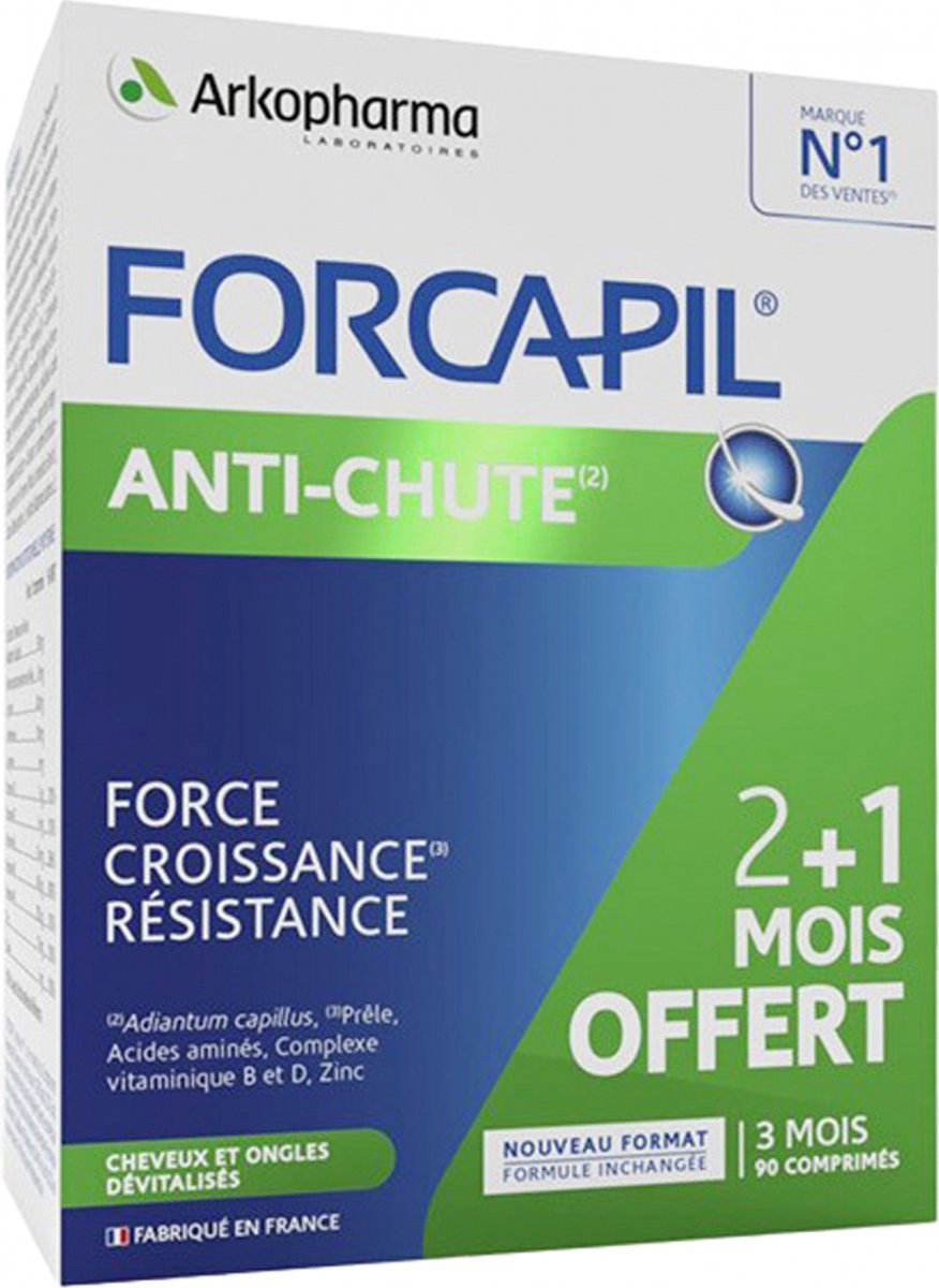 Goedkoopste Arkopharma Forcapil Anti-haaruitval Verpakking van 3 x 30 Tabletten