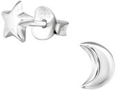 Joy|S - Zilveren ster maan oorbellen - 5 x 6 mm - Sterling zilver 925