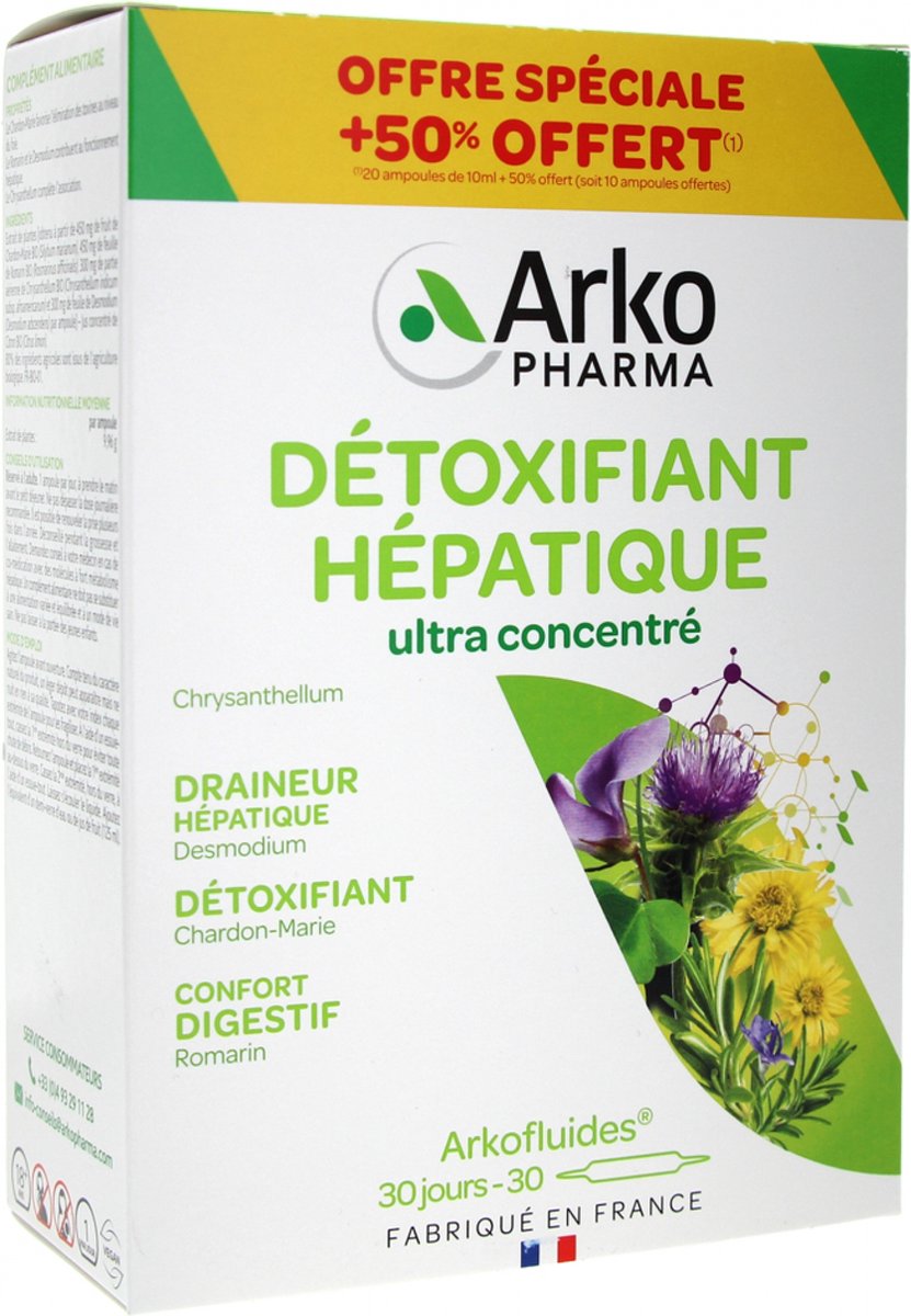Goedkoopste Arkopharma Arkofluides Hepatic Detox 20 Ampullen 10 Ampullen Gratis