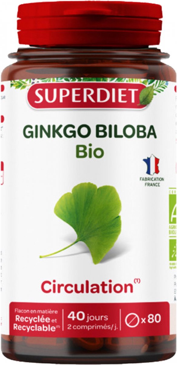 Goedkoopste Superdiet Ginkgo Biloba Organic 80 Tabletten