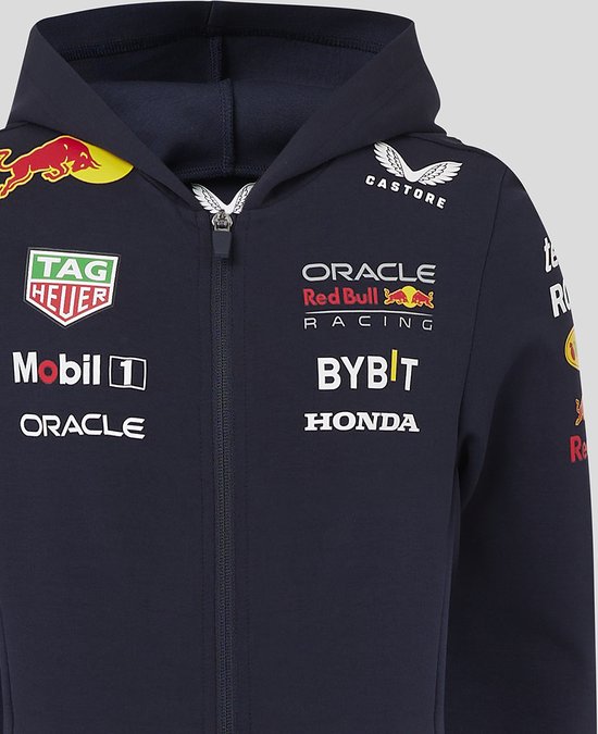 Oracle Red Bull Racing Teamline Kids Hoody met Rits 2024 JXL (164) - Max Verstappen - Sergio Perez - Castore