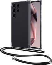 Hoes Geschikt voor Samsung S24 Ultra Hoesje Transparant Met Telefoonkoord Cover Shock Proof Case Koord Hoes