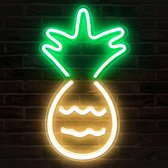 Groenovatie LED Neon Wandlamp "Ananas" - Op USB - 44x26x2cm - Groen / Geel