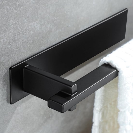 JS handdoekhouder zwart roestvrij staal badkamer handdoekhouder 38 cm douche handdoekhouder wastafel onderkast bad corpusmontage montage