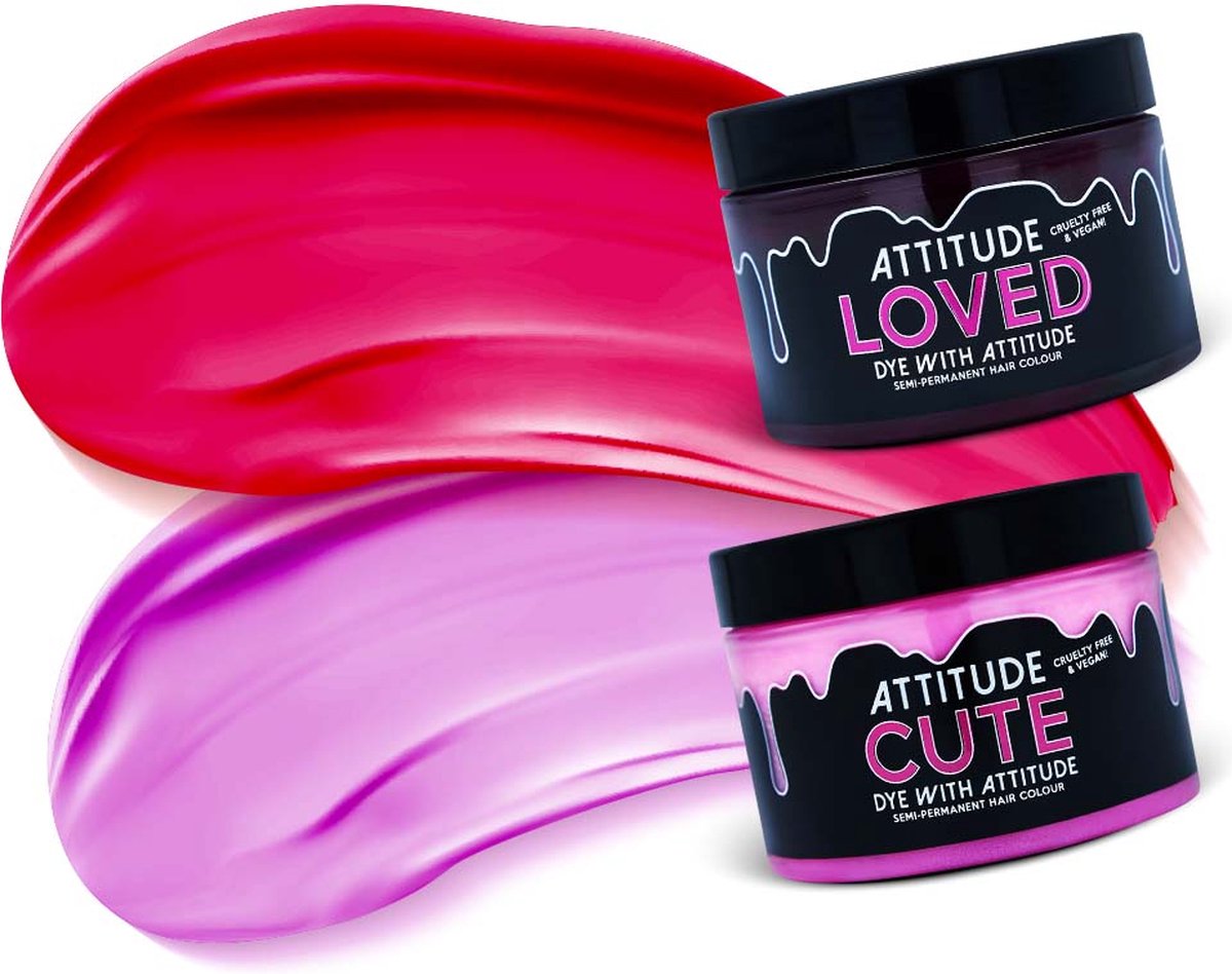 Attitude Hair Dye - LOVE ME duo Haarverf geschenkset - Met Valentijns hart chocolaatjes - Roze