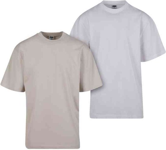 Urban Classics - Tall 2-pack Heren T-shirt - 4XL - Gebroken wit/Wit