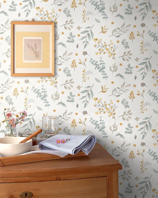 CiCiwind Zelfklevend behang, bloemen, 41 x 300 cm, wit, zelfklevende