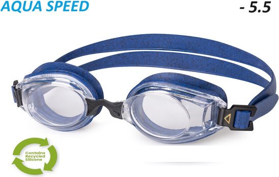 LUMINA Zwembril op sterkte - heldere glazen negatieve sterkte - 5.5 - met geryclede siliconen