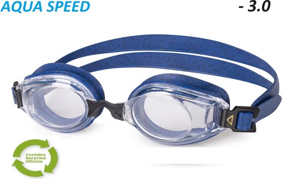 LUMINA Zwembril op sterkte - heldere glazen negatieve sterkte - 3.0 - met geryclede siliconen