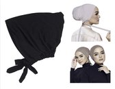 Cabantis Hoofddoek met lussen - Hijab - Chemo Muts Dames - Haarband - Stretch -  Zwart