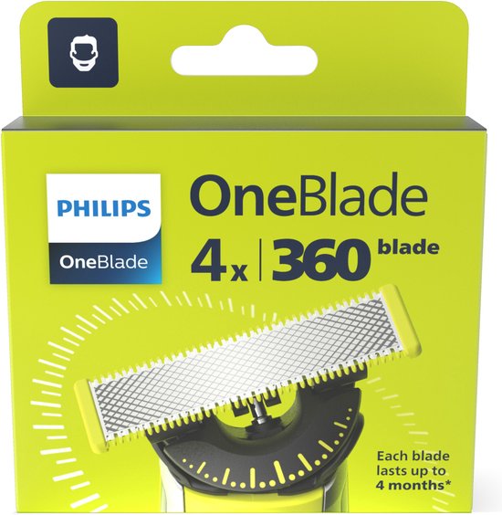 Philips OneBlade 360 mesjes verpakking met 4 mesjes.