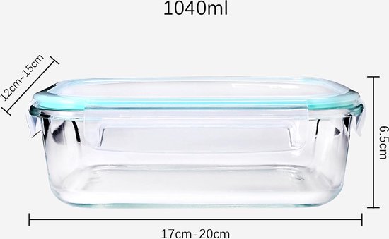 AKTIVE Max Home 16532 Vershouddozen van glas, magnetronbestendig, voedselcontainer met sluiting, 330 ml, transparant deksel, voedselcontainers (12 stuks