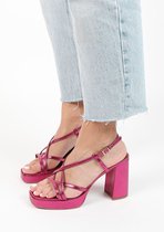 Sacha - Dames - Roze metallic sandalen met hak - Maat 39